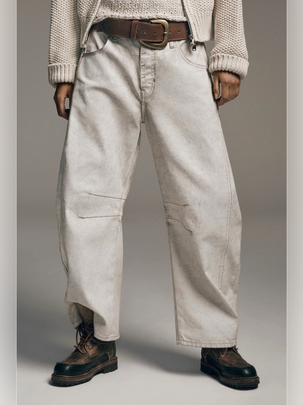FREE PEOPLE We The Free Good Luck Coated Barrel Jeans NWOT